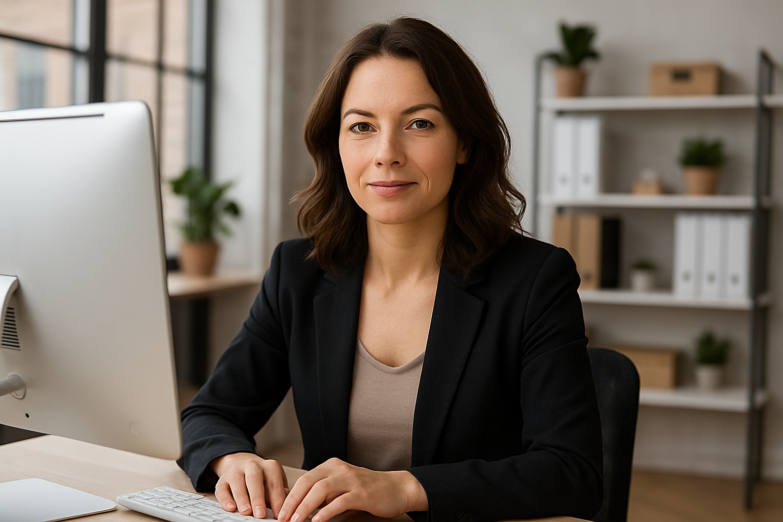 female business owner using computer looking confident, reasons to get business funding for a new year