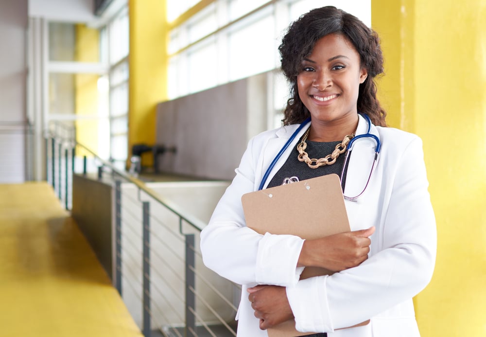 female doctor in a modern medical facility, healthcare practice line of credit
