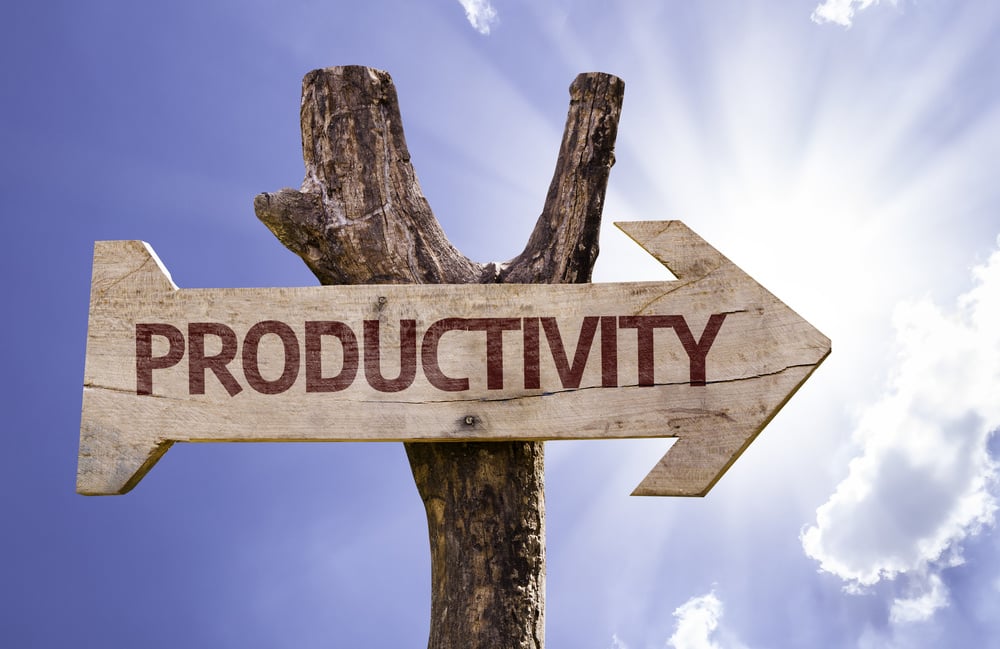 tree with a productivity sign in a wooden arrow, reignite your productivity after summer