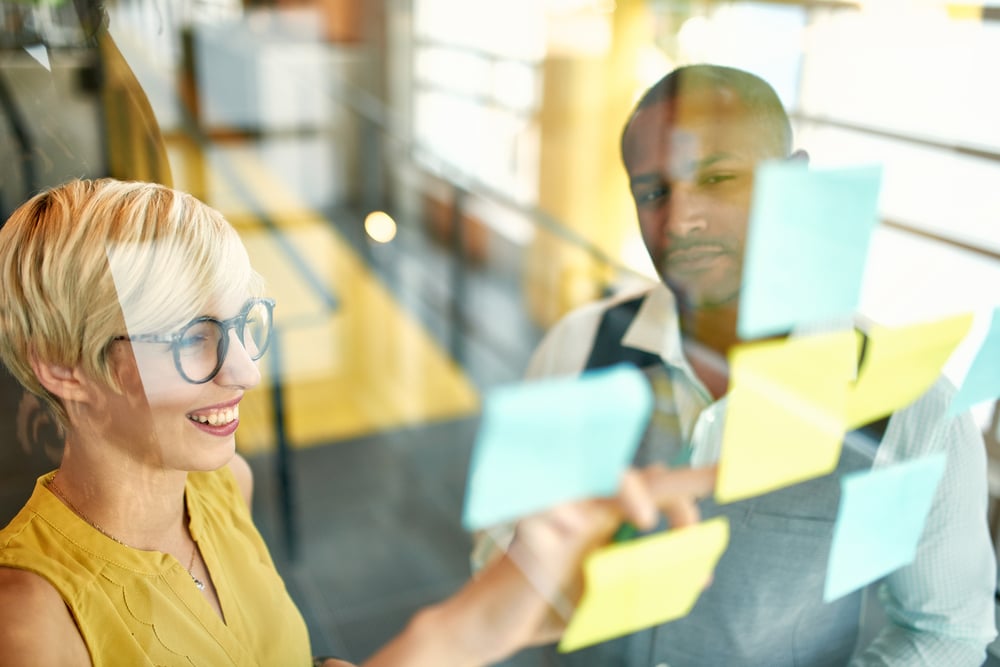 business owners looking at business ideas on wall, how to finish the year strong